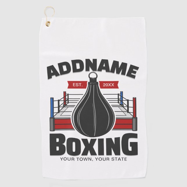 Boxing Ring ADD NAME Boxer Gym Speed Bag Golf Towel (Front)