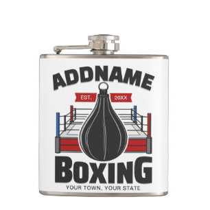 Boxing Ring ADD NAME Boxer Gym Speed Bag Hip Flask