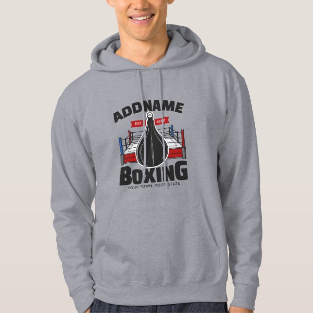 Boxing Ring ADD NAME Boxer Gym Speed Bag Hoodie (Front)