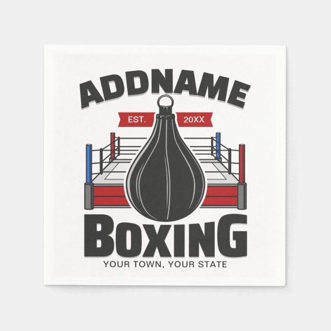 Boxing Ring ADD NAME Boxer Gym Speed Bag Napkin (Front)