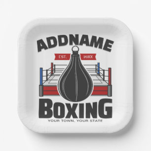 Boxing Ring ADD NAME Boxer Gym Speed Bag Paper Plate