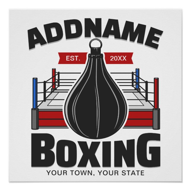 Boxing Ring ADD NAME Boxer Gym Speed Bag Poster (Front)