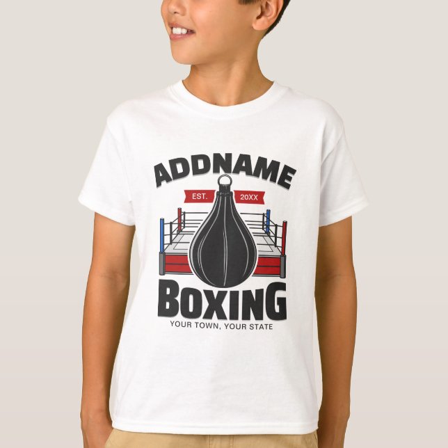 Boxing Ring ADD NAME Boxer Gym Speed Bag T-Shirt (Front)