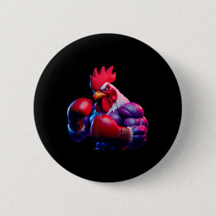 Boxing Rooster Boxer Kickboxer Mma Fighter Combat 6 Cm Round Badge