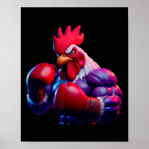 Boxing Rooster Boxer Kickboxer Mma Fighter Combat Poster