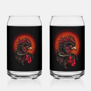 Boxing Rooster Can Glass