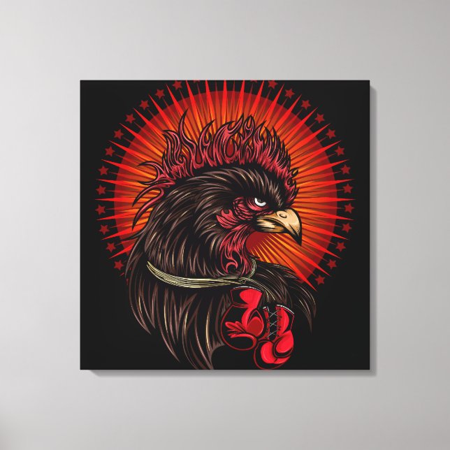 Boxing Rooster Canvas Print (Front)