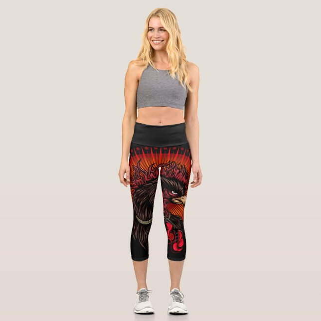 Boxing Rooster Capri Leggings (Front)
