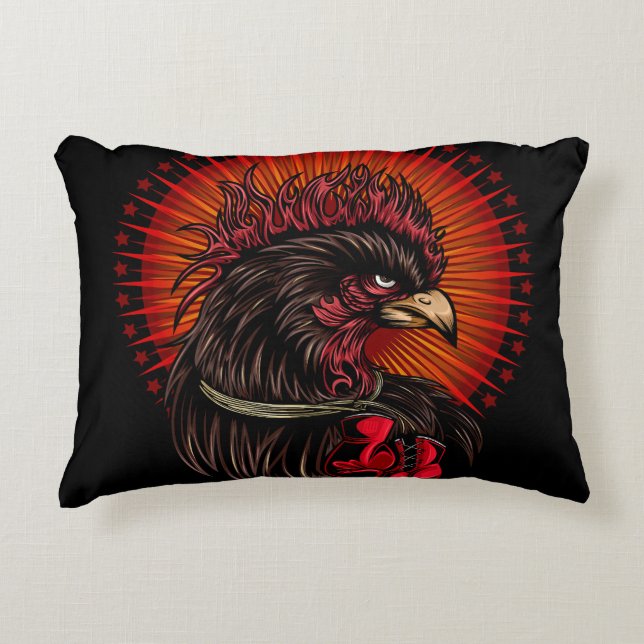 Boxing Rooster Decorative Cushion (Front)