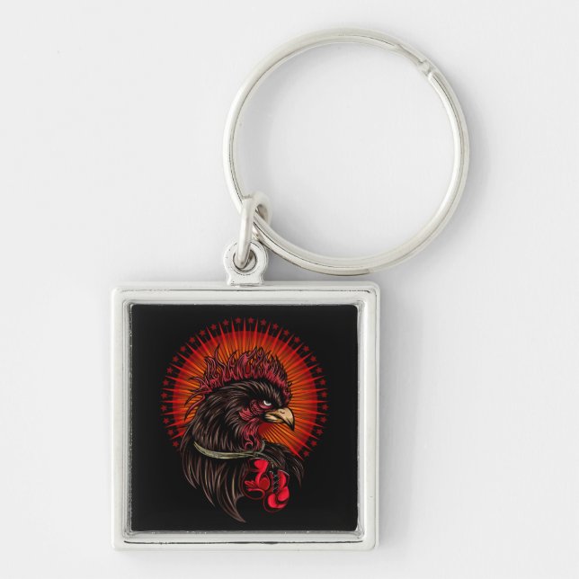 Boxing Rooster Key Ring (Front)
