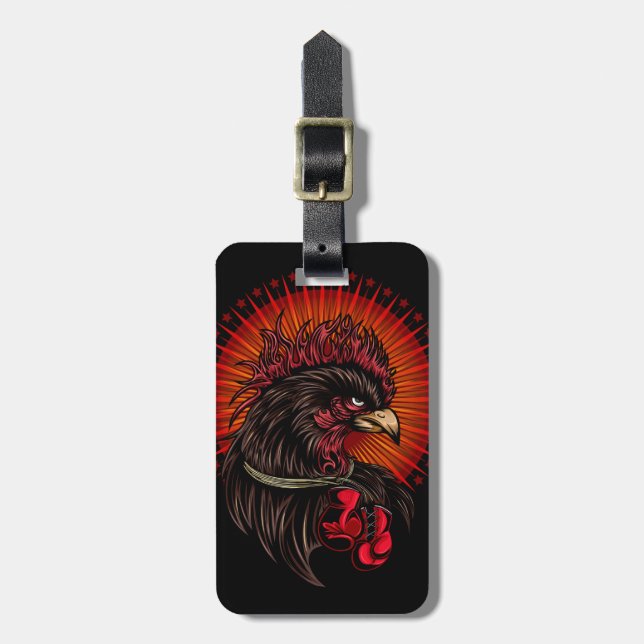 Boxing Rooster Luggage Tag (Front Vertical)