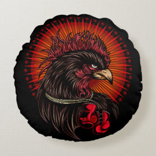 Boxing Rooster Round Cushion