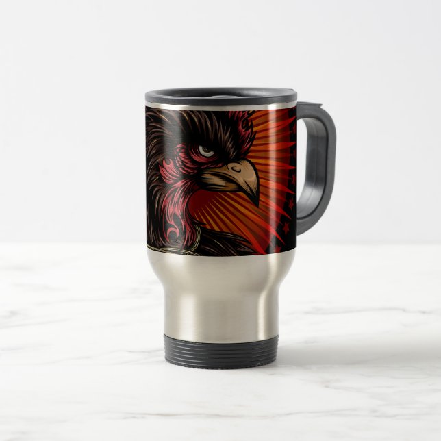 Boxing Rooster Travel Mug (Front Right)