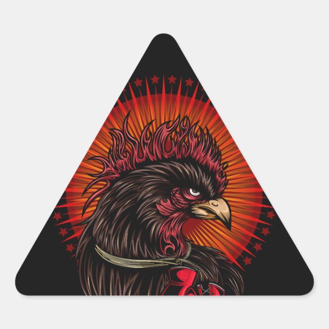 Boxing Rooster Triangle Sticker (Front)