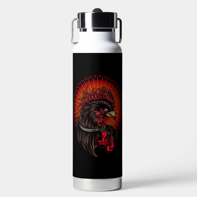 Boxing Rooster Water Bottle (Front)