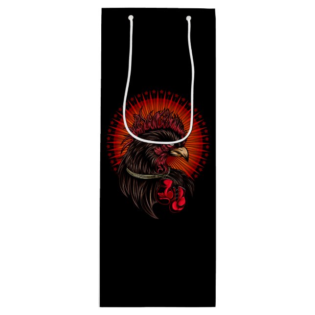 Boxing Rooster Wine Gift Bag (Front)
