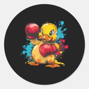 Boxing Rubber Duck With Boxing Gloves Kickboxing F Classic Round Sticker