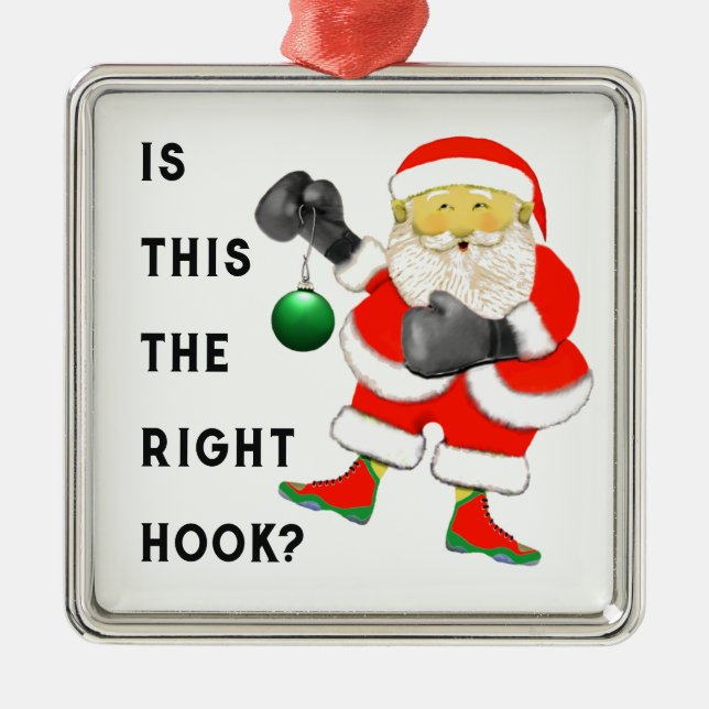 boxing Santa Metal Tree Decoration (Front)