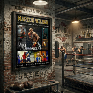 Boxing Senior player Graduation Photo Collage Poster