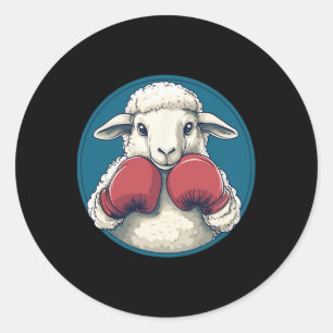 Boxing Sheep Classic Round Sticker