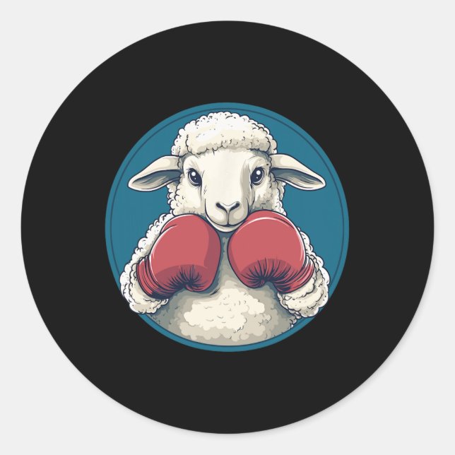 Boxing Sheep  Classic Round Sticker (Front)