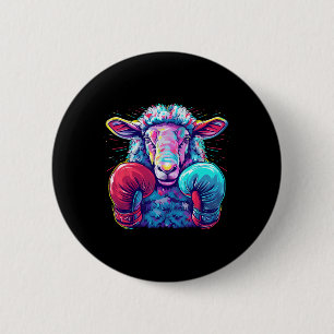 Boxing Sheep Lamb Boxing Gloves Kickboxing Funny B 6 Cm Round Badge