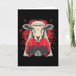 Boxing Sheep Lamb Boxing Gloves Kickboxing Funny B Card