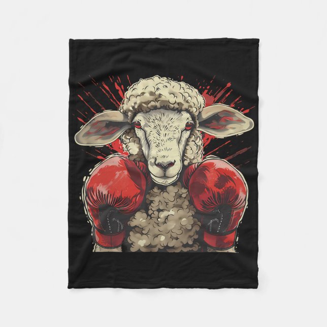 Boxing Sheep Lamb Boxing Gloves Kickboxing Funny B Fleece Blanket (Front)