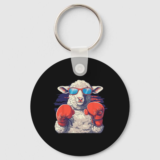 Boxing Sheep Lamb Boxing Gloves Kickboxing Funny B Key Ring (Front)