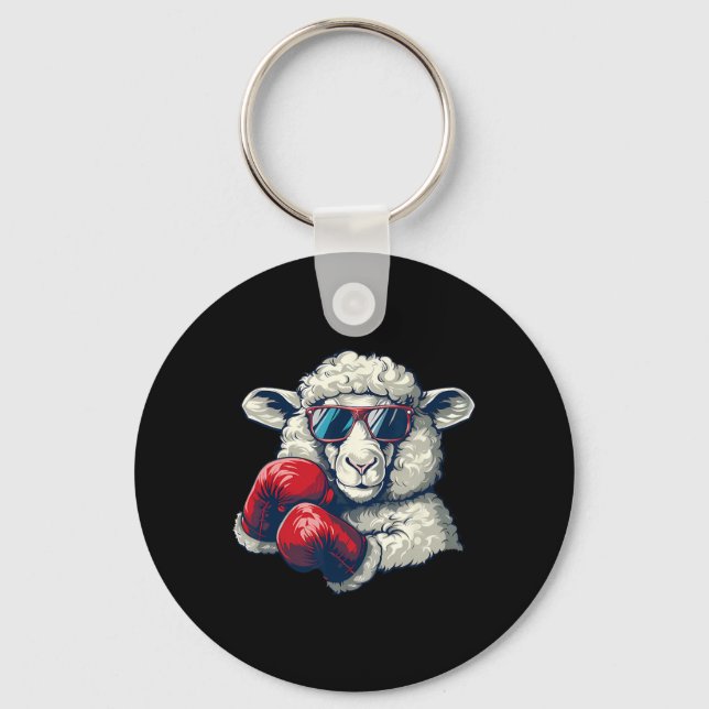 Boxing Sheep Lamb Boxing Gloves Kickboxing Funny B Key Ring (Front)