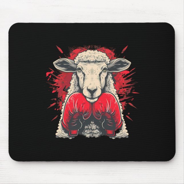 Boxing Sheep Lamb Boxing Gloves Kickboxing Funny B Mouse Mat (Front)