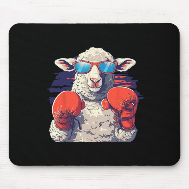 Boxing Sheep Lamb Boxing Gloves Kickboxing Funny B Mouse Mat (Front)