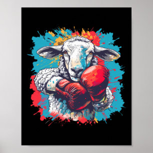 Boxing Sheep Lamb Boxing Gloves Kickboxing Funny B Poster