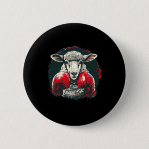 Boxing Sheep With Boxing Gloves Kickboxing Funny B 6 Cm Round Badge