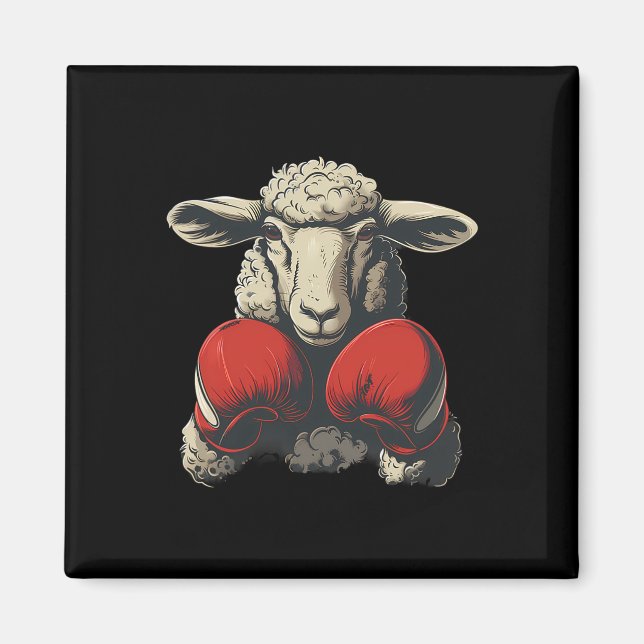 Boxing Sheep With Boxing Gloves Kickboxing Funny B Magnet (Front)