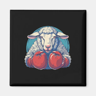 Boxing Sheep With Boxing Gloves Kickboxing Funny B Magnet