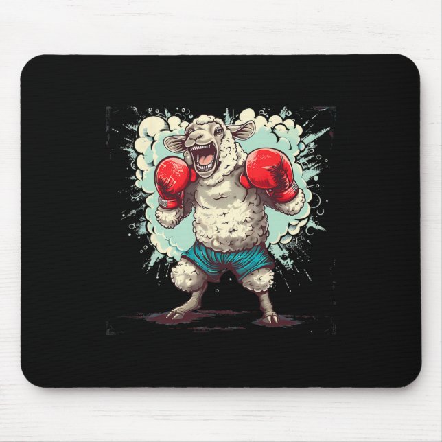 Boxing Sheep With Boxing Gloves Kickboxing Funny B Mouse Mat (Front)