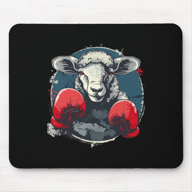 Boxing Sheep With Boxing Gloves Kickboxing Funny B Mouse Mat (Front)