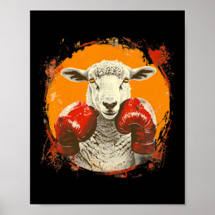 Boxing Sheep With Boxing Gloves Kickboxing Funny B Poster