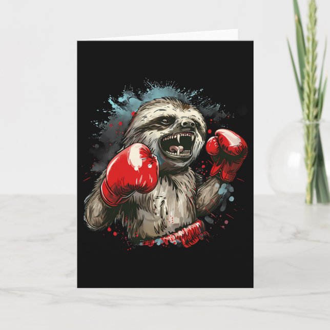Boxing Sloth Lover Boxing Gloves Kickboxing Funny  Card (Front)