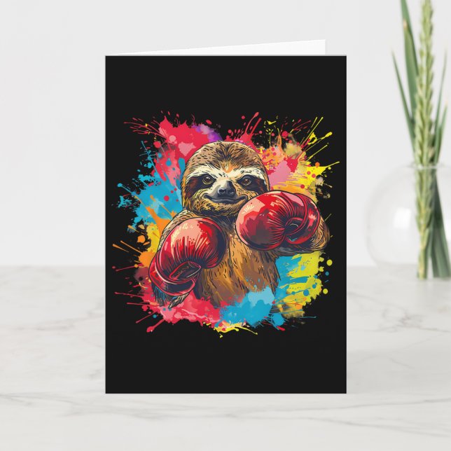 Boxing Sloth Lover Boxing Gloves Kickboxing Funny  Card (Front)