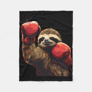 Boxing Sloth Lover Boxing Gloves Kickboxing Funny Fleece Blanket