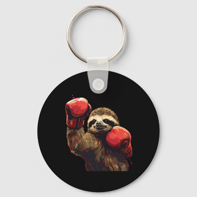 Boxing Sloth Lover Boxing Gloves Kickboxing Funny  Key Ring (Front)