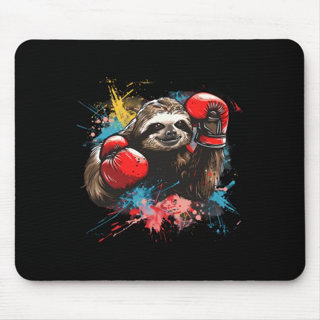 Boxing Sloth Lover Boxing Gloves Kickboxing Funny  Mouse Mat (Front)