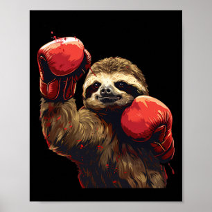 Boxing Sloth Lover Boxing Gloves Kickboxing Funny Poster