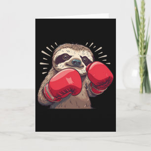 Boxing Sloth With Boxing Gloves Kickboxing Funny B Card