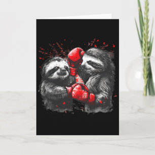 Boxing Sloth With Boxing Gloves Kickboxing Funny B Card