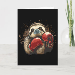 Boxing Sloth With Boxing Gloves Kickboxing Funny B Card