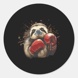 Boxing Sloth With Boxing Gloves Kickboxing Funny B Classic Round Sticker