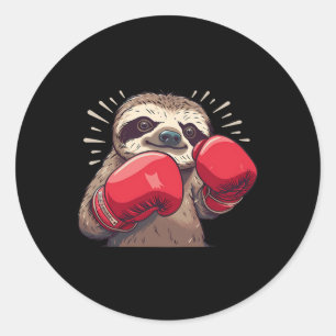 Boxing Sloth With Boxing Gloves Kickboxing Funny B Classic Round Sticker